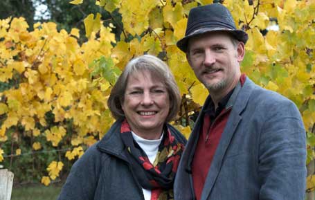 Co founder Diana Lett with Proprietor Winemaker Jason Lett in The Eyrie original vines vineyard